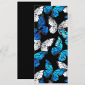 Menu Motif sans couleur foncée avec papillons bleus Mor (Devant / Derrière)