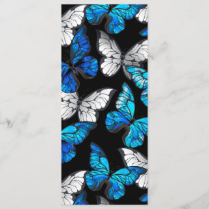 Menu Motif sans couleur foncée avec papillons bleus Mor
