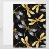 Menu Motif sans couture avec libellules d'or (Devant / Derrière)