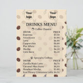 Menu Motif sans couture de haricots de café et de lavan (Debout devant)