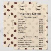 Menu Motif sans couture de haricots de café et de lavan (Devant / Derrière)