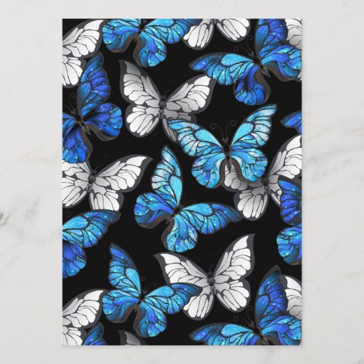 Menu Motif sans couture foncé avec papillons bleus Morp (Devant)
