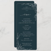 Menu Motif vert foncé à la feuille Thanksgiving plat 4 (Devant / Derrière)