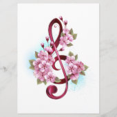 Menu Musical treble clef notes with sakura flowers (Devant)