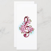Menu Musical treble clef notes with sakura flowers (Devant / Derrière)