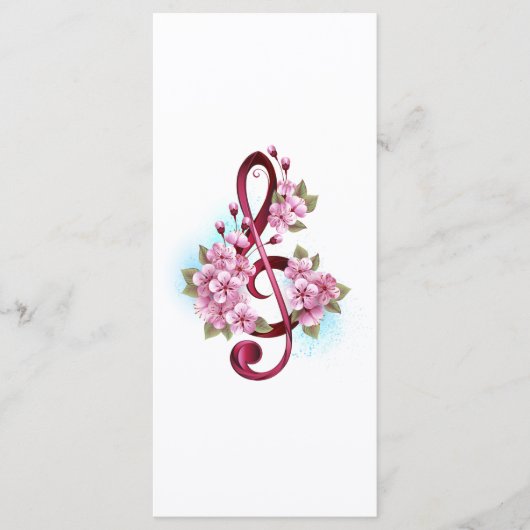 Menu Musical treble clef notes with sakura flowers (Devant)