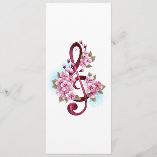 Menu Musical treble clef notes with sakura flowers (Devant)
