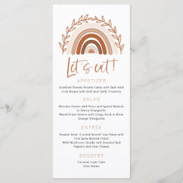 Menu Muted Tones Terracotta, Boho Rainbow