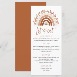 Menu Muted Tones Terracotta, Boho Rainbow