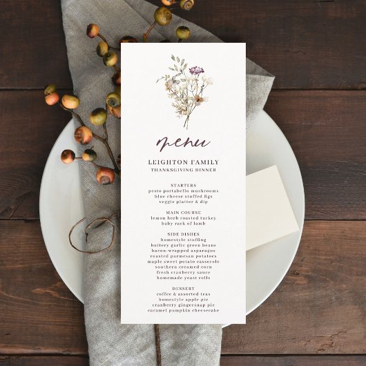 menu Najaar Wildbloemen Thanksgiving