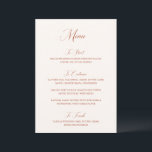 Menu Nancy Burnt Orange Mariage moderne<br><div class="desc">Menus mariages de style traditionnel avec un design simple avec "Menu" dans la typographie moderne.</div>