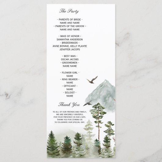 Menu Nature moderne Forêt verte | Aquarelles (Dos)