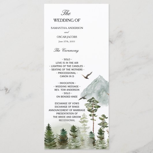 Menu Nature moderne Forêt verte | Aquarelles (Devant)