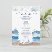Menu Nautica Theme Baby shower Kaart (Staand voorkant)
