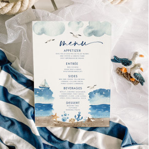 Menu Nautica Theme Baby shower Kaart
