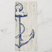 Menu Nautical Navy Anchor Mer Rustique Mariage (Dos)