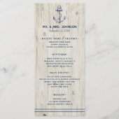Menu Nautical Navy Anchor Mer Rustique Mariage (Devant)
