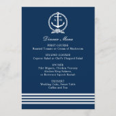 Menu Nautical Navy Ancre Mariage Monogram Dîner (Devant)