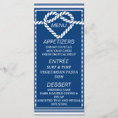 Menu Nautical Navy Blue Tying Knot Stripes Mariage (Devant)