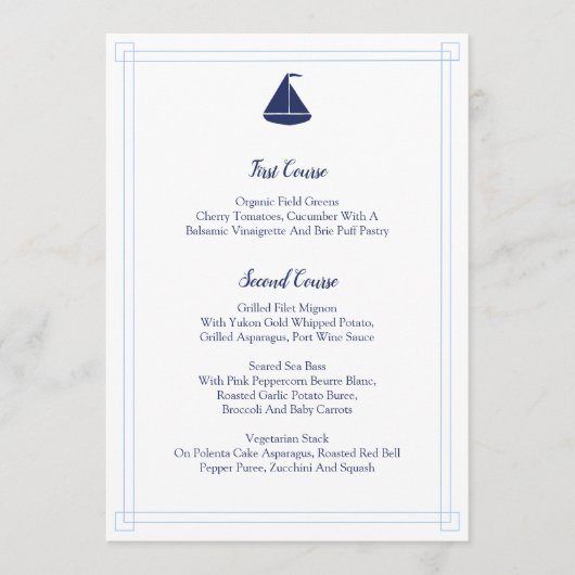 Menu Nautical Sailboat (Voorkant)