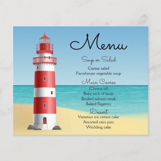 Menu Nautilus Phare Mariage Plage Bleu Océan (Devant)