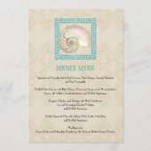 Menu Nautilus Shell aquarelle grecque clé Damask plage (Devant)