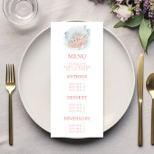 Menu Nautique Baleine rose Jellyfish Baby shower fille