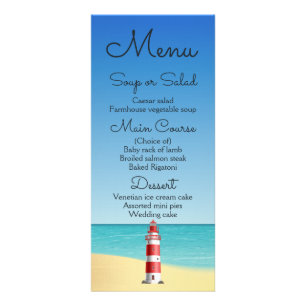 Menu Nautique Beach Wedding Lighthouse Ocean