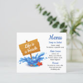 Menu nautique Blue Beach Ocean Wedding Party (Debout devant)
