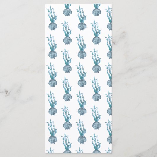 Menu Nautique Côte Bleu Shell Beach Mariage à thème (Dos)