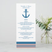 Menu nautique de corail bleu de mariage d'Ancre (Debout devant)