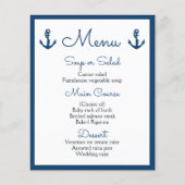 Menu nautique Marine Bleu Mariage Ocean Beach Sail (Devant)