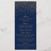 Menu Navy Blue & Glam Gold Confetti Wedding (Voorkant)