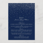 Menu Navy Blue & Glam Silver Confetti Wedding (Voorkant)