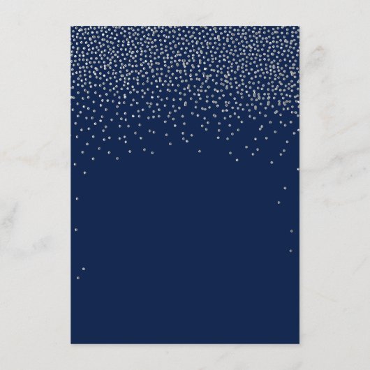 Menu Navy Blue & Glam Silver Confetti Wedding (Achterkant)
