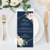 Menu Navy Blue Gold Blush Wedding