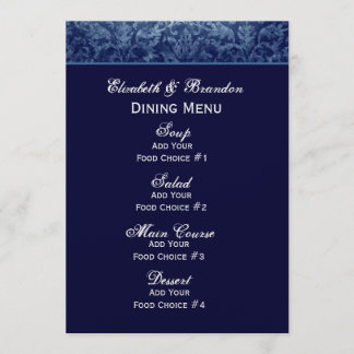 Menu Navy Blue Grunge Wedding