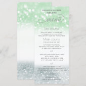 Menu Néo mint argent chic calligraphie pailletée tendan (Devant / Derrière)