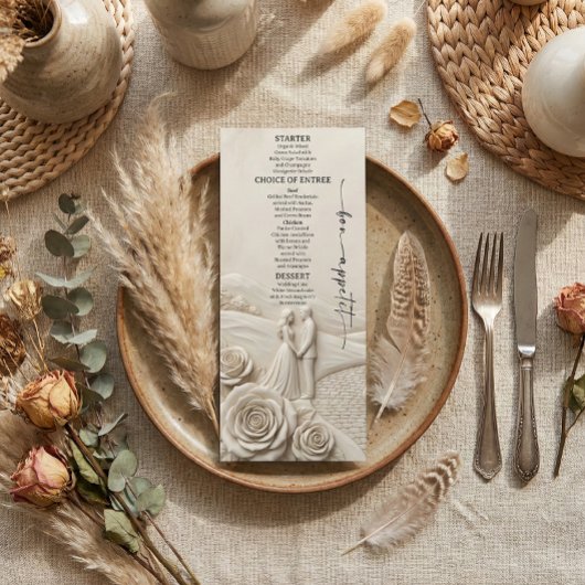 Menu Neoclassical Cream Garden Romance Wedding