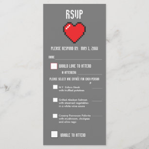 Menu Nerdy 8 bits mariée et mariée RSVP