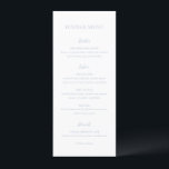 Menu Nettoyer Dusty Blue Mariage élégant<br><div class="desc">Menu de mariage élégant avec une disposition minimale et propre avec le titre dans une police très grande.</div>