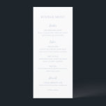 Menu Nettoyer Dusty Blue Mariage élégant<br><div class="desc">Menu de mariage élégant avec une disposition minimale et propre avec le titre dans une police très grande.</div>