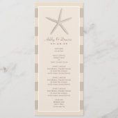 Menu Neutre Beige Starfish Plage Dîner de mariage (Devant)