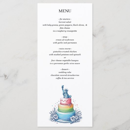 Menu New York City Wedding Cake (Devant)