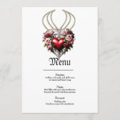 Menu Noble coeur gothique avec fleurs. (Devant)