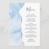 Menu Noces Agate Géode Bleu Bébé Paillettes Argentées (Devant)