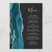 Menu Noces Argent Agate Bleu Sarcelle Foncé (Devant)