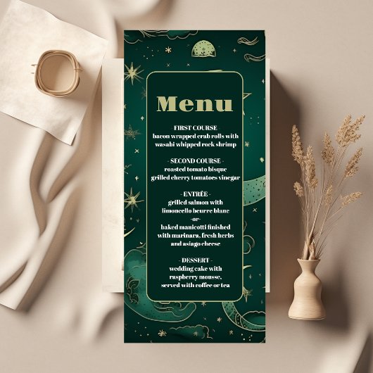 Menu Noces Célestes en Vert Émeraude et Or