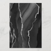 Menu Noces Moderne Écriture Sombre Agate Argentée (Dos)