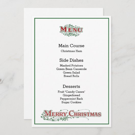 Menu Noël (Devant / Derrière)
